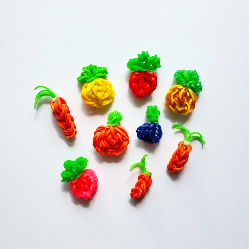 Handmade Rainbow Loom Fruit Charms